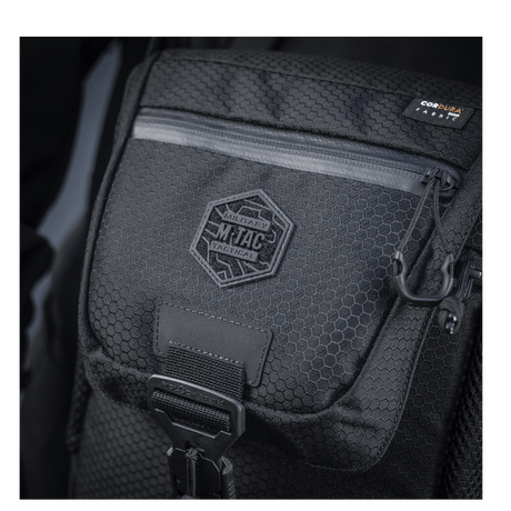 M-Tac Satellite Magnet Bag Gen. II Elite Hex in black Cordura Hex with NIJ certification, focus on material and details, gallery position 1.