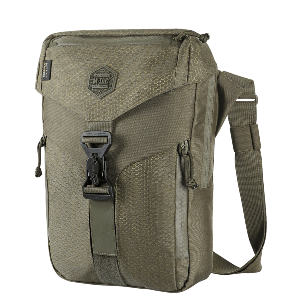 M-Tac Magnet XL Taske Elite Hex med skulderrem og FidLock låsesystem i grøn farve, velegnet til universelt hylster.