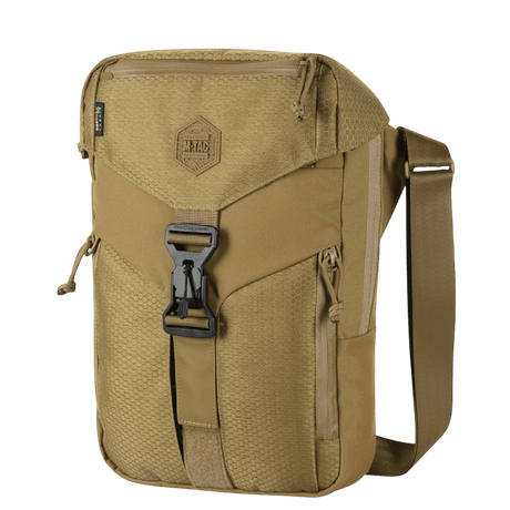 M-Tac Magnet XL Bag Elite Hex with shoulder strap and FidLock closure, beige color, front view.