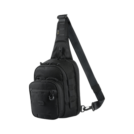 M‑Tac Cross Bag Elite Hex in robust Cordura 500, black sling bag with MIL-SPEC fittings, designed for tactical use