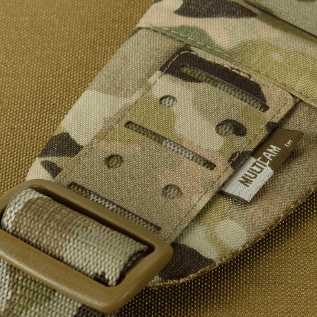 Close-up of military-inspired M-Tac Cross Bag Elite Hex with camouflage pattern, made of durable Cordura 500 material.