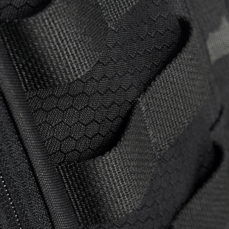 Close-up of M-Tac Cross Bag Elite Hex in Cordura 500 material with hex pattern and MIL-SPEC straps, ideal for daily and tactical use.