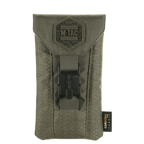 M-Tac Smartphone Lomme Elite Large Hex i CORDURA HEX materiale, sort med magnetisk spænde, 1000D tæthed. Op til 6,5" smartphone.