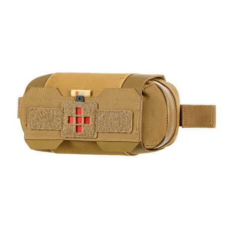 M-Tac Horizontal Medical Pouch Elite, holdbar feltkit til førstehjælp, Cordura 500D, YKK AquaGuard lynlås, forside med velcrolukning.