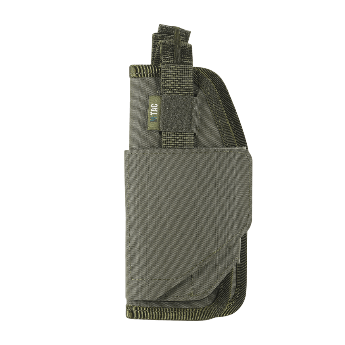 M-Tac Universal Taktisk Hylster Elite Venstre justerbart hylster i Cordura 500D med MOLLE-interface set fra siden, velegnet til forskellige pistoler.