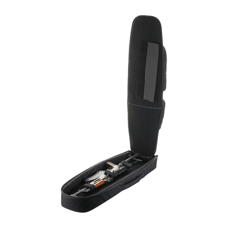 M-Tac Gun Backpack Case 105 cm Elite Hex with zippers and Velcro, open pouch shows internal storage for shooting accessories.