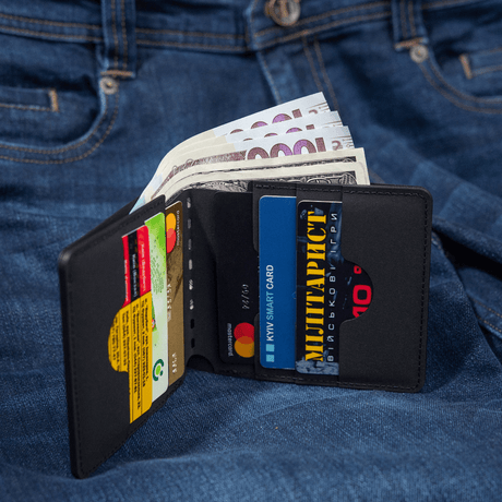 M-Tac Slim Elite Wallet - compact, stylish wallet with space for cash, cards and ID, made of modern polymer composite.