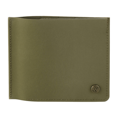 M-Tac Slim Elite, compact green wallet with brass stud, ideal for cards and cash, durable polymer composite, stylish and practical.