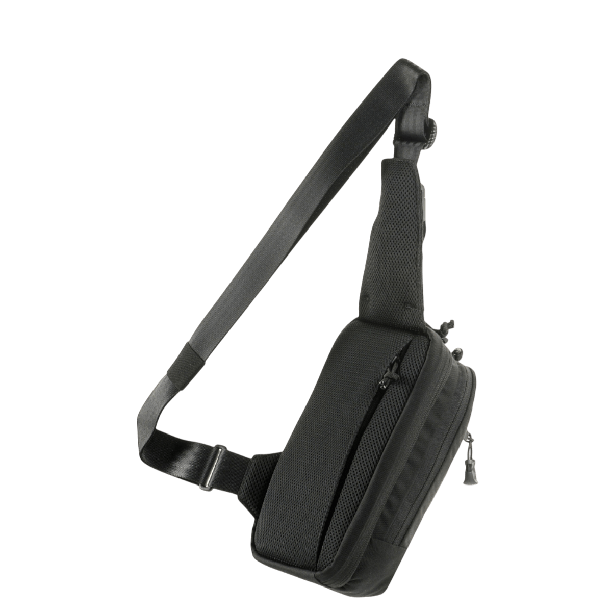 M-Tac Sling Pistoltaske Elite Hex, sort taske med justerbar skulderrem for skjult våbentransport, lavet af slidstærk Cordura 1000D.