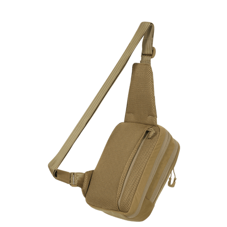 M-Tac Sling Pistol Bag Elite Hex in beige with adjustable shoulder strap, made of durable Cordura 1000D for transporting a concealed weapon.