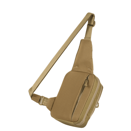 M-Tac Sling Pistol Bag Elite Hex in abrasion-resistant Cordura 1000D, comfortable shoulder strap, suitable for concealed weapon transport.