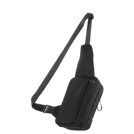 M-Tac Sling Pistol Bag Elite Hex in black, made of durable Cordura 1000D and Cordura Hex, with adjustable shoulder strap and roomy compartments.