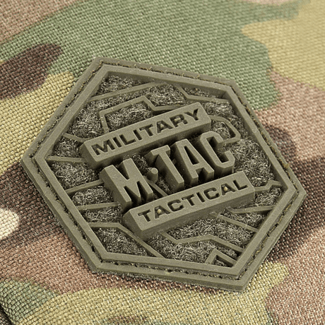 M-Tac Sling Pistol Bag Elite Hex logo on camouflage fabric with M-Tac military tactical label.
