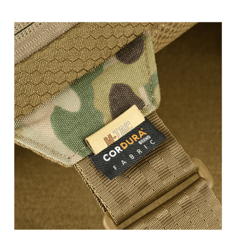 Material detail on M-Tac Sling Pistol Bag Elite Hex with Cordura fabric and adjustable strap.