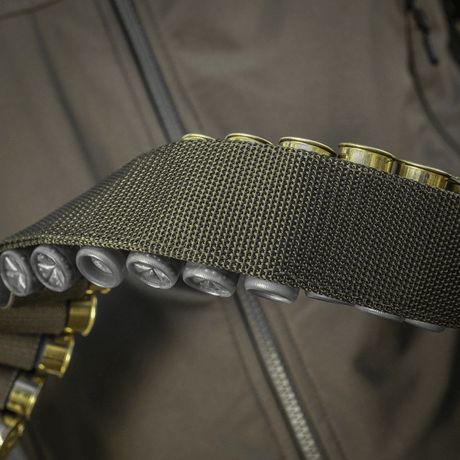 M-Tac Bandolier Elite with capacity for 55 caliber 12/16 shells, ergonomically designed for quick access during hunting and shooting sports.