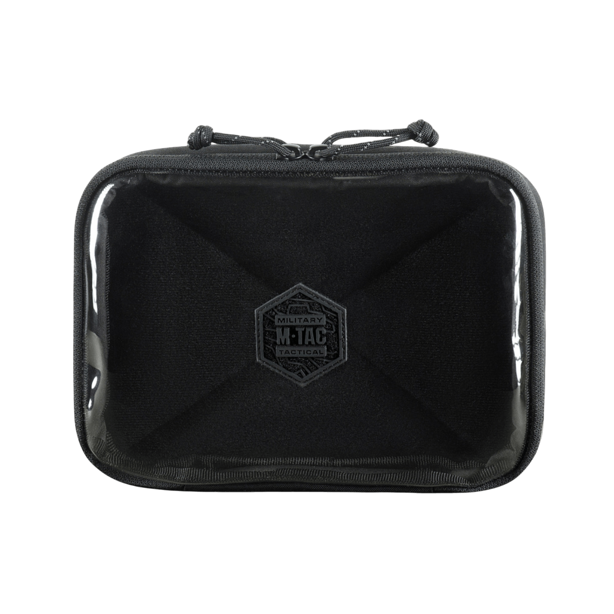 M-Tac Utility Organizer Slim Elite i sort Cordura 500D med transparent PVC-folie for hurtig identifikation. Perfekt til EDC-kit.