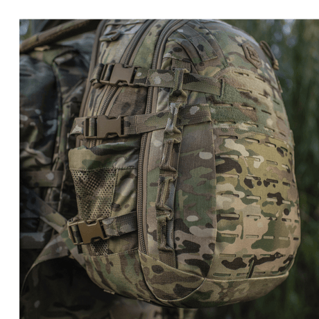 M-Tac Mission Pack Elite in durable Cordura 1000D with MOLLE LASER CUT system, ergonomically designed for optimal function and durability.