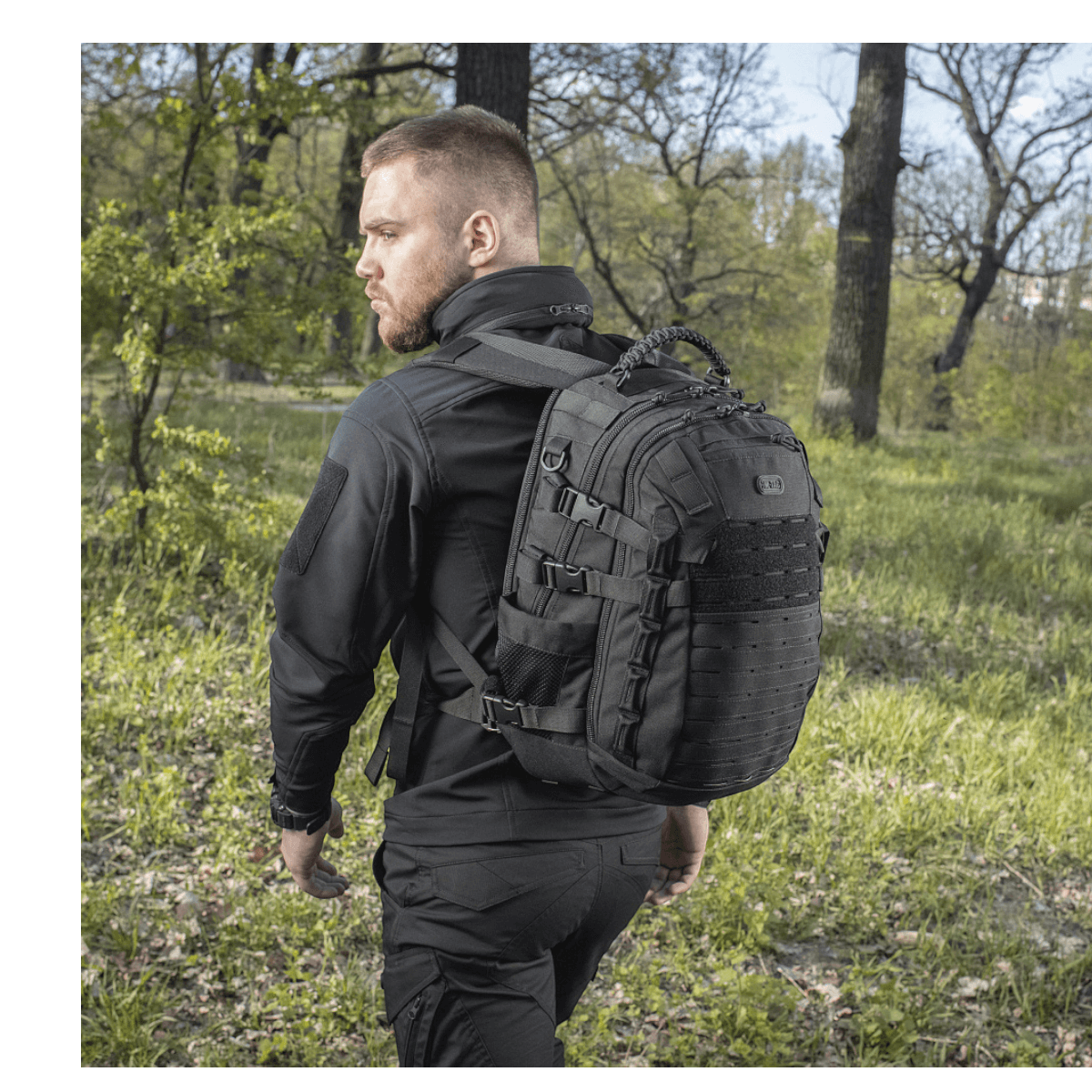 M-Tac Mission Pack Elite rygsæk udendørs brug, sort design, slidstærk Cordura