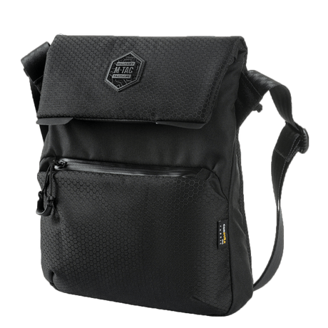 M-Tac Konvert Bag Elite in black, made of durable Cordura material with adjustable shoulder strap and magnetic flap closure.