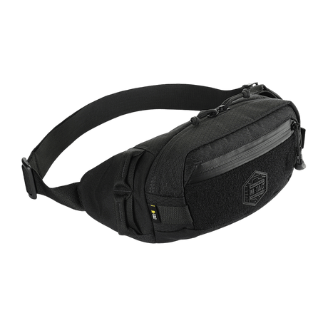 M‑Tac Belt Bag Elite Hex in black, stylish bag in Cordura 500D, two compartments, waterproof zippers, perfect for everyday and tactical use.