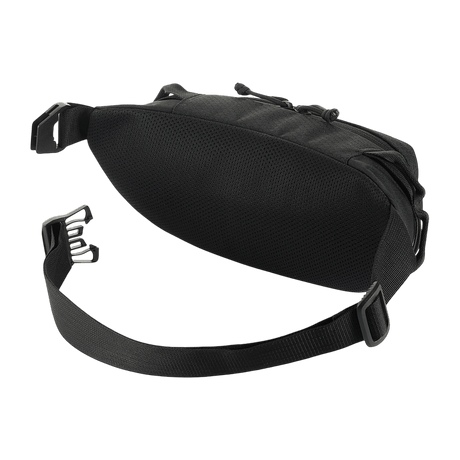 M‑Tac Belt Bag Elite Hex in black with adjustable strap and multiple storage pockets, made of durable Cordura material.