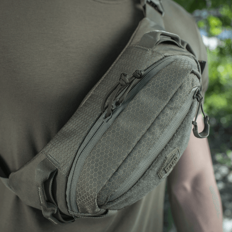M‑Tac Belt Bag Elite Hex, compact bag with Velcro pockets, YKK zippers, and waterproof design, belt bag in high-quality Cordura material.