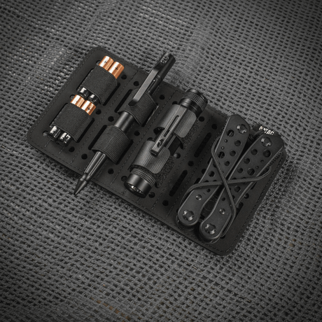M-Tac Module Insert Molle 11x19, Laser Cut for EDC kit storage and organization in bags, robust polymer composite, black design.