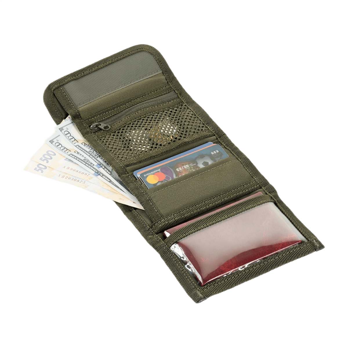 M‑Tac Pung Elite Gen.II Hex i Cordura Hex 1000D med rum til kontanter, kort og mønter, designet til holdbarhed og kompakt opbevaring.