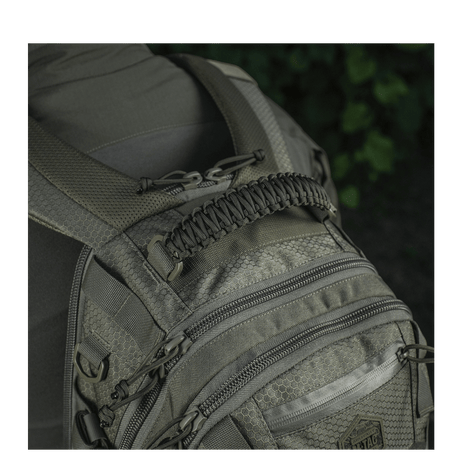 M-Tac Mission Backpack Elite Hex with ergonomic design and Cordura material, detailed view of the MOLLE LASER CUT system.