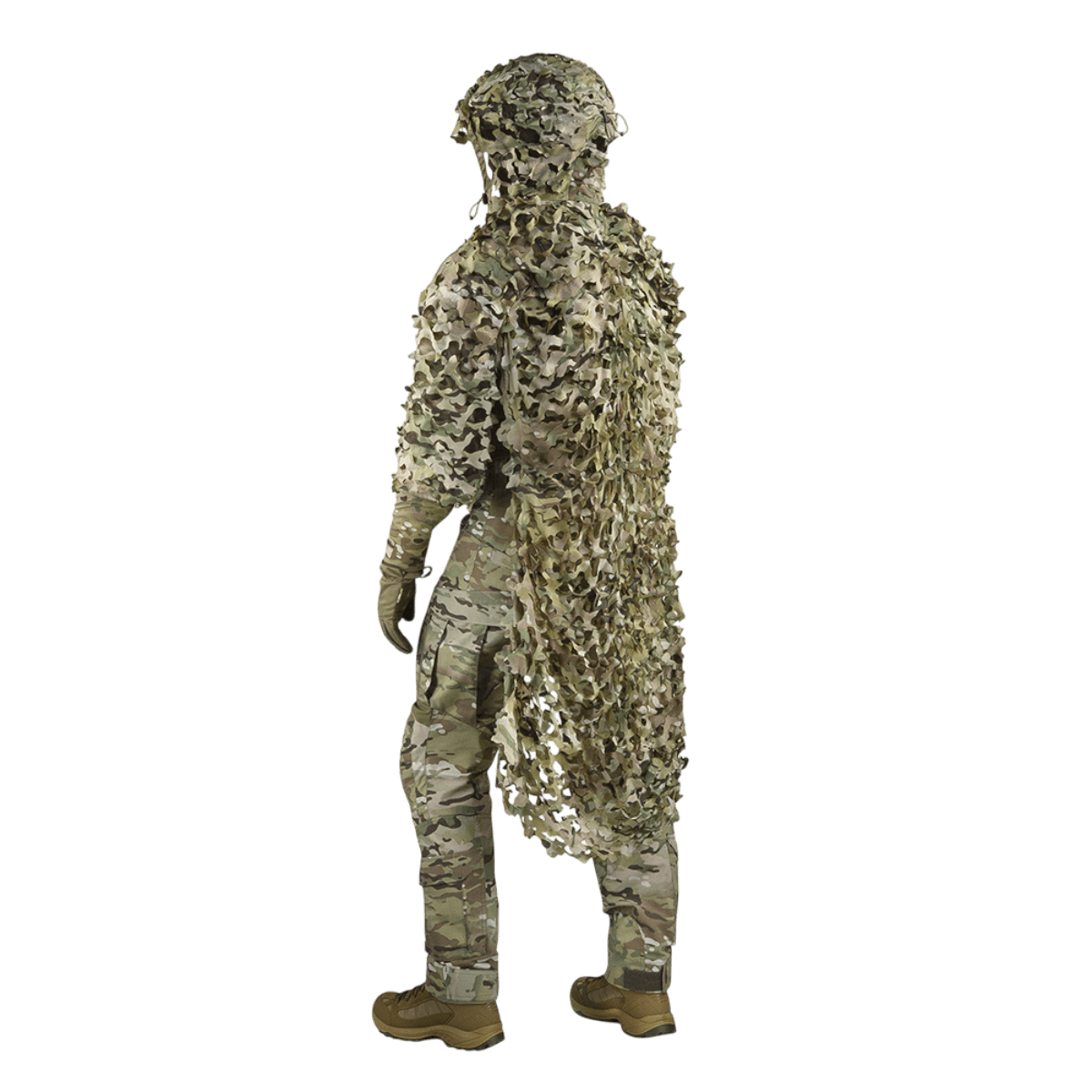 M-Tac Alder Camouflage Suit designet til snigskytter for optimal camouflage i ujævnt terræn, letvægts nylon rip-stop materiale.