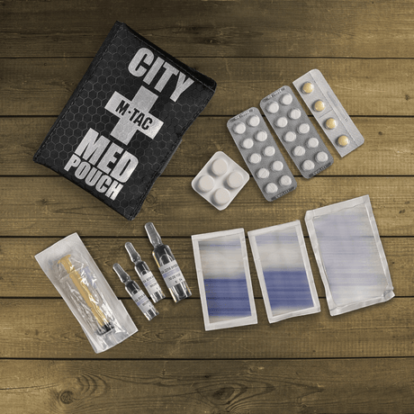 M-Tac City Med Pouch Hex i kompakt ripstopmateriale med hexagonmønster, bærbart førstehjælpskit, vist i galleri position 1.
