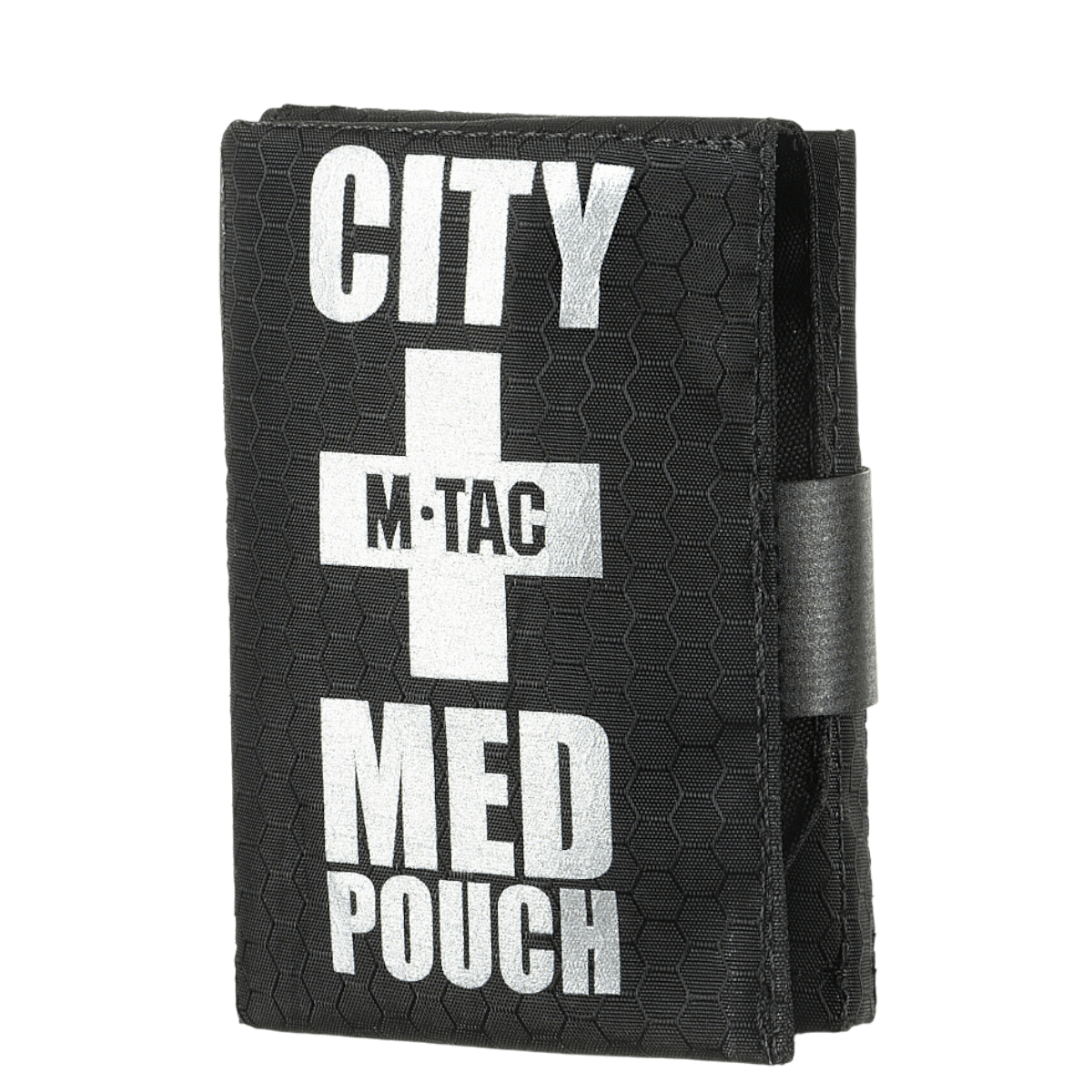 M-Tac City Med Pouch Hex, kompakt førstehjælpskit lavet af holdbart Hex Polyester med medicinsk kors og M-Tac-logo, nem at vedligeholde.
