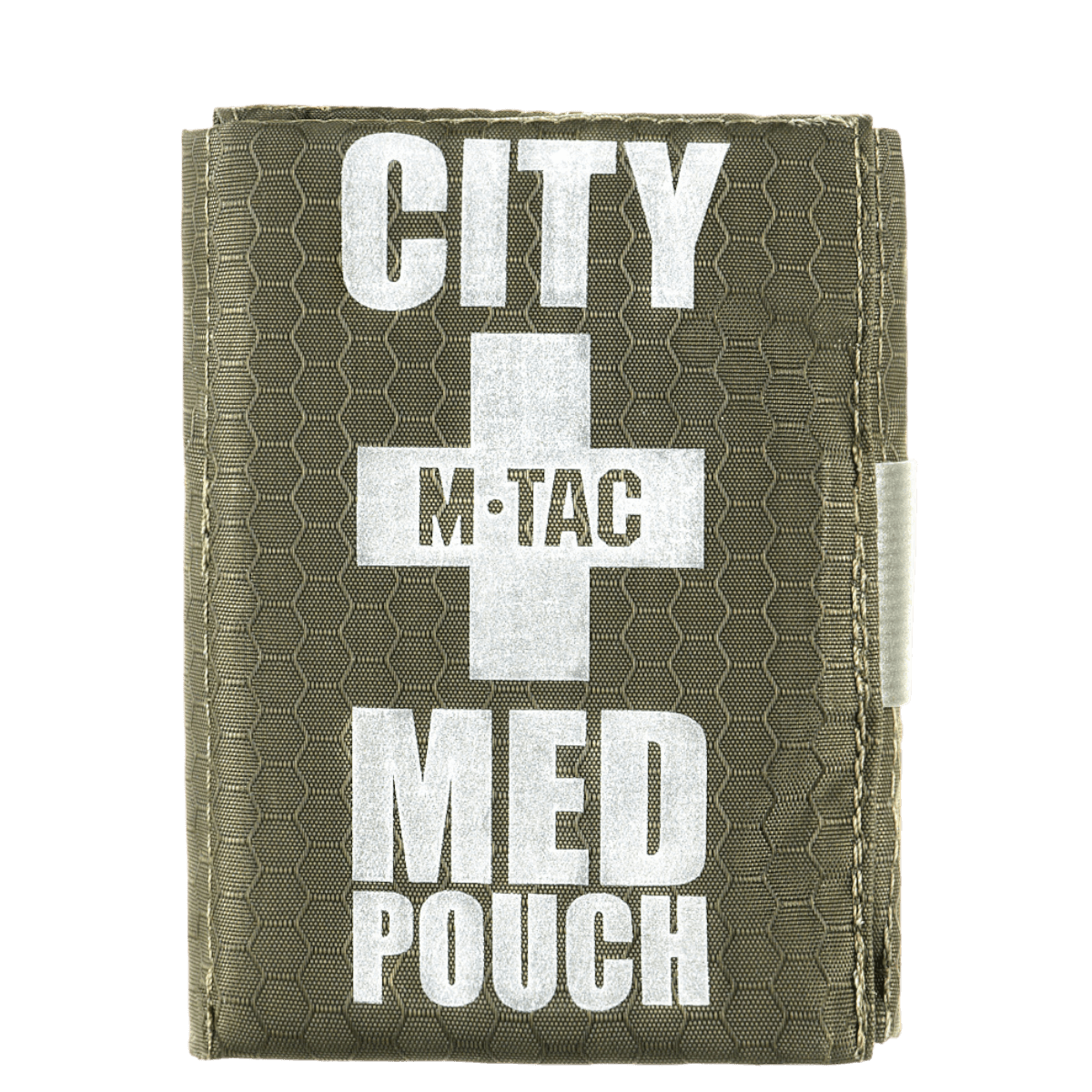 M-Tac City Med Pouch Hex, kompakt førstehjælpskit med Hex Polyester og velcrolukning, bærbar taske med medicinsk kors og logo.