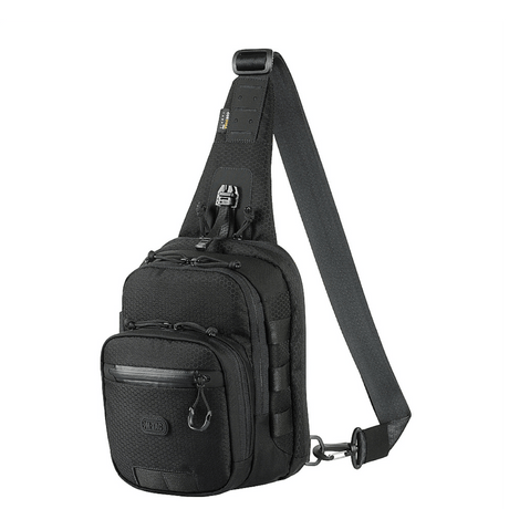 M-Tac Cross Bag Slim Elite Hex in black Cordura with adjustable strap and YKK zippers, stylish and functional for everyday use.