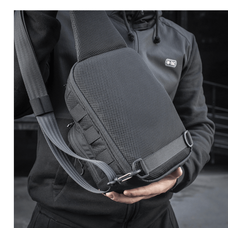 M-Tac Cross Bag Slim Elite Hex in use, showing stylish design and Cordura materials.