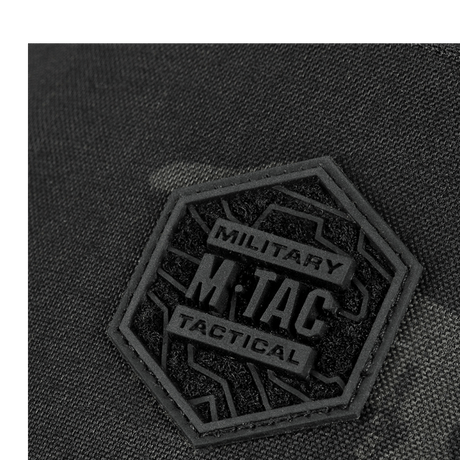 M-Tac Cross Bag Slim Elite Hex logo on the bag in Cordura material, close-up of the M-Tac label.