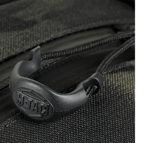 Close-up of M-Tac Cross Bag Slim Elite Hex made from Cordura 500 with black YKK zippers.