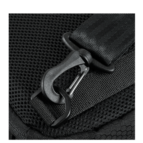 Close-up of the buckle on M-Tac Cross Bag Slim Elite Hex, featuring Cordura with YKK components.