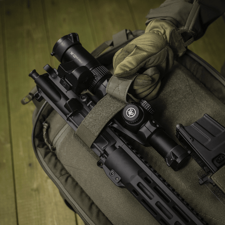 M‑Tac Backpack Inserts (3 pcs) securely mount weapons with Velcro panel, designed for AR-15 and AK carbines. Practical weapon storage.