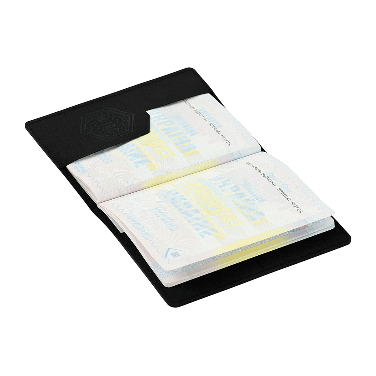 M‑Tac Pascover beskytter pas mod skader, polymerkomposit, indvendige kortlommer, stilfuldt M-Tac logo, passer til ukrainske pas, 13,5 x 10 cm.