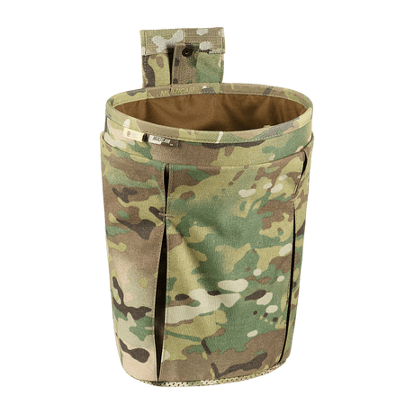 M‑Tac Magazine Dump Pouch Lite Elite in camouflage design with quick-pull closure and drained base, compatible with MOLLE and belt straps.
