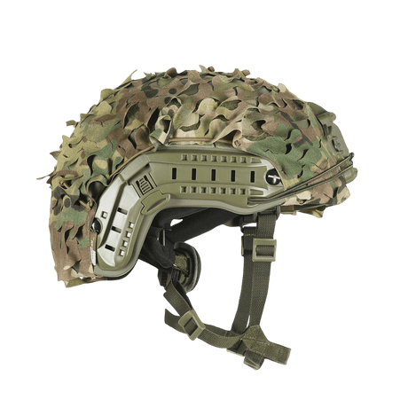 M‑Tac Vilha Hjelmcover FAST hjelmdække med camouflage-mønster og Velcro-stropper til sikker fastgørelse på FAST-hjelme.