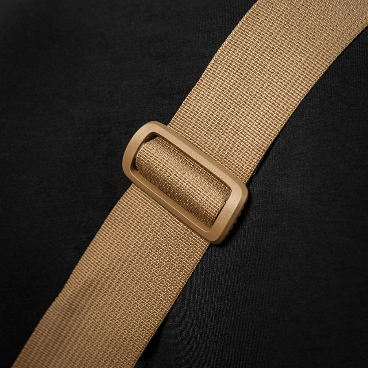 Close-up of M-Tac Tablet Bag Laser Cut Hex shoulder strap in beige.