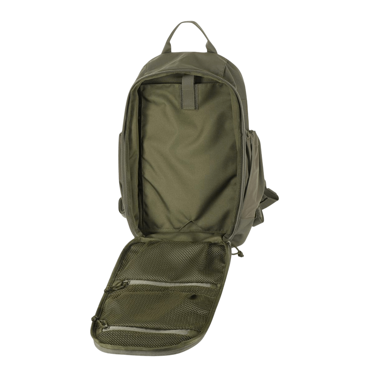 M-Tac STURM Elite Rygsæk 15L åben med rummeligt hovedrum og MOLLE panel.