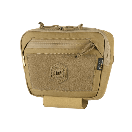 M-Tac Large Elite Gen.II Skuldertaske i Cordura 500D med velcro-panel, tre hovedrum og YKK-lynlåse for taktisk brug og udstyrsorganisation.