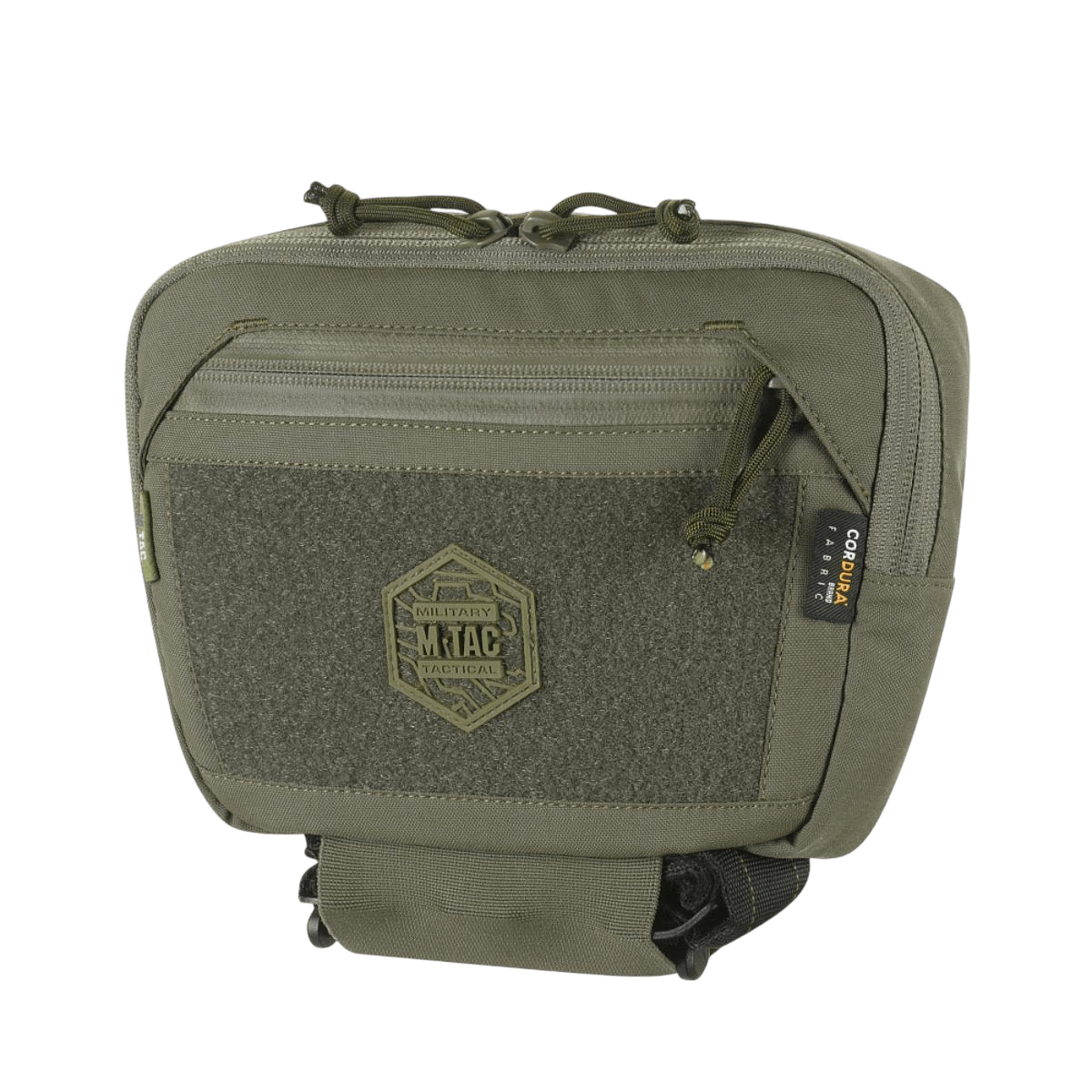 M-Tac Large Elite Gen.II Skuldertaske i Cordura 500D med tre hovedrum og Velcro-panel, velegnet til taktisk brug.