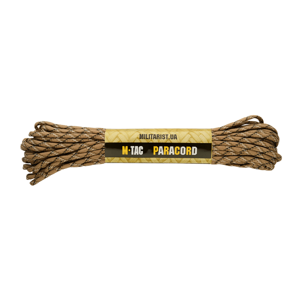M‑Tac Paracord 550 Type III 15 m i brun farve, stærk nylonkordel til friluft og nødbrug, længde 15 m, diameter 4 mm.