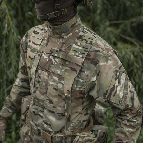 M-Tac Shoulder Straps for Tactical Belt Laser Cut in camouflage Cordura, NIJ-certified, shown in gallery position 1 for increased carrying comfort.