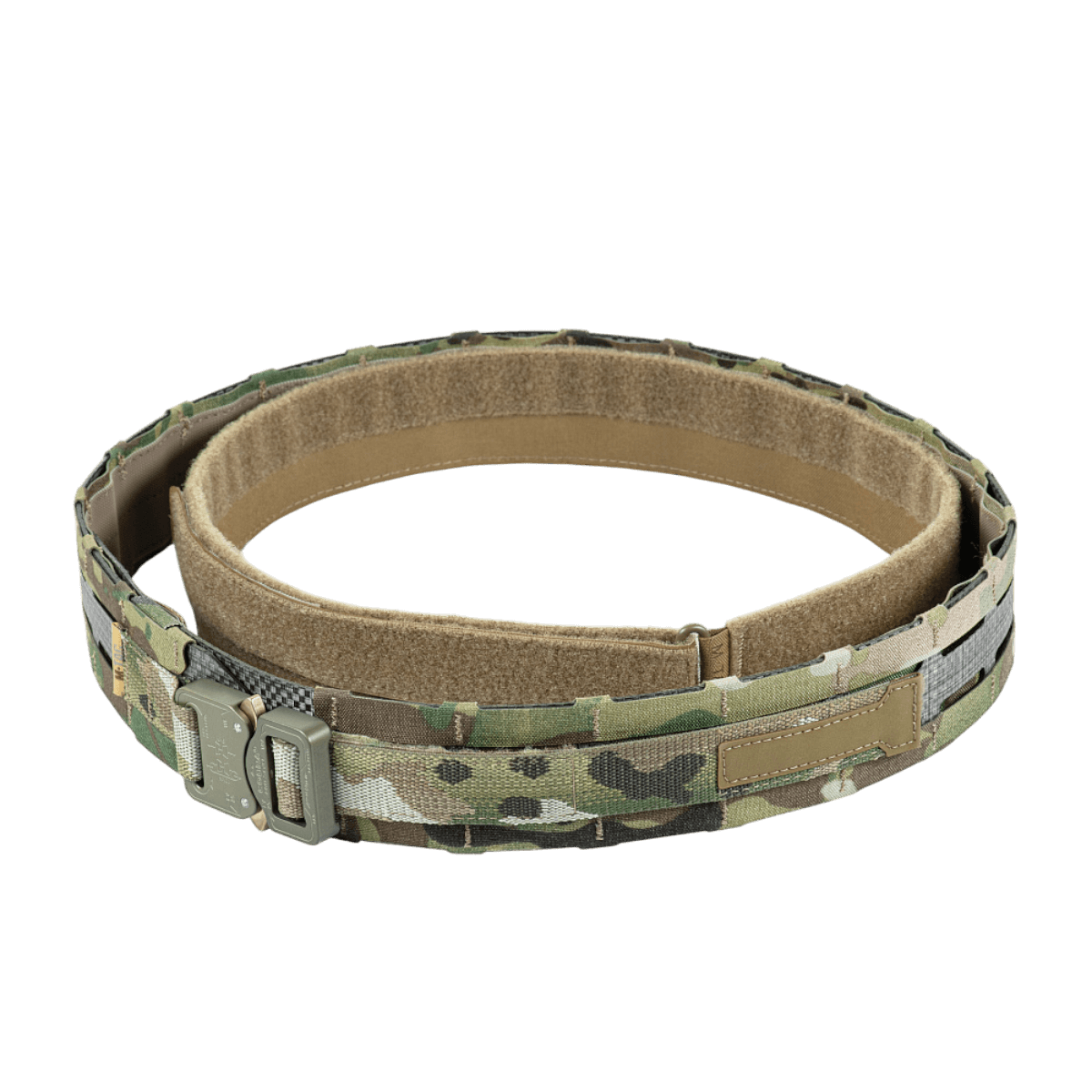 M-Tac Tiger Bælte Cobra Buckle i camouflage, designet til militær- og taktisk brug, med nem fastgørelse af udstyr