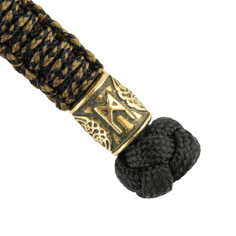 M-Tac Lanyard Scandinavian Mannaz with Scandinavian bead and black twisted paracord for knives and gear.